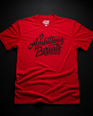 Ambitious Parents Script Tee (Red)